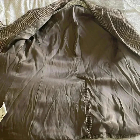 Mango Wool Blend Fringe Plaid Blazer Sz S - Picture 10 of 11